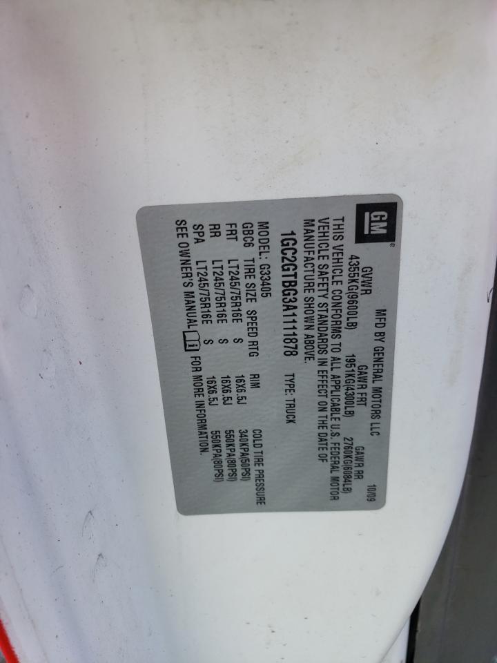 2010 Chevrolet Express G3500 VIN: 1GC2GTBG3A1111878 Lot: 61725984