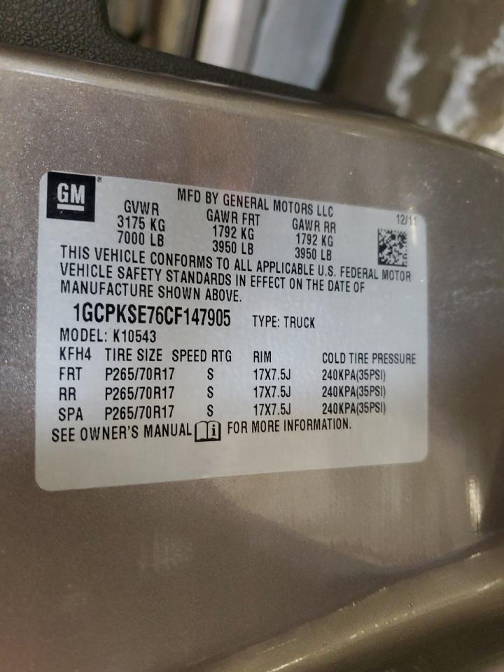 2012 Chevrolet Silverado K1500 Lt VIN: 1GCPKSE76CF147905 Lot: 64104424