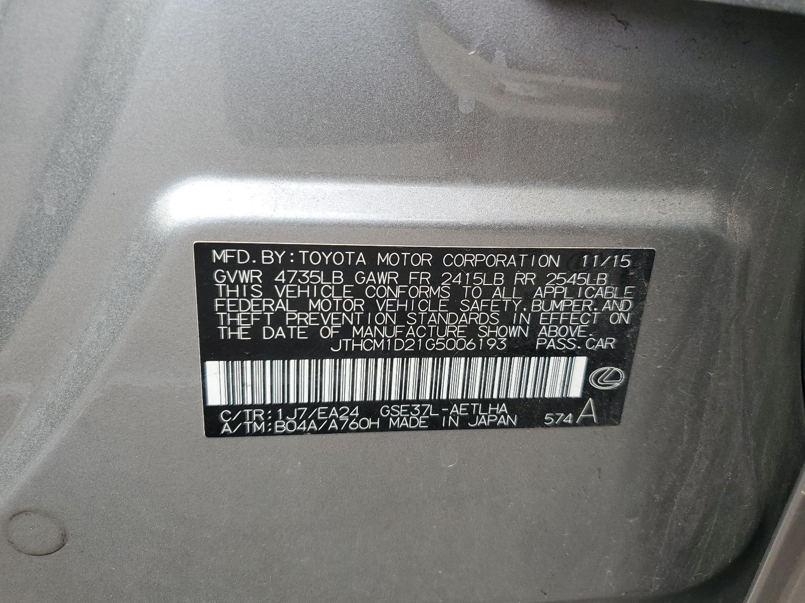 JTHCM1D21G5006193 2016 Lexus Is 300