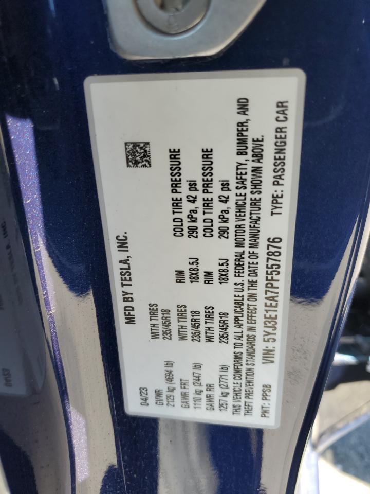 5YJ3E1EA7PF557876 2023 Tesla Model 3