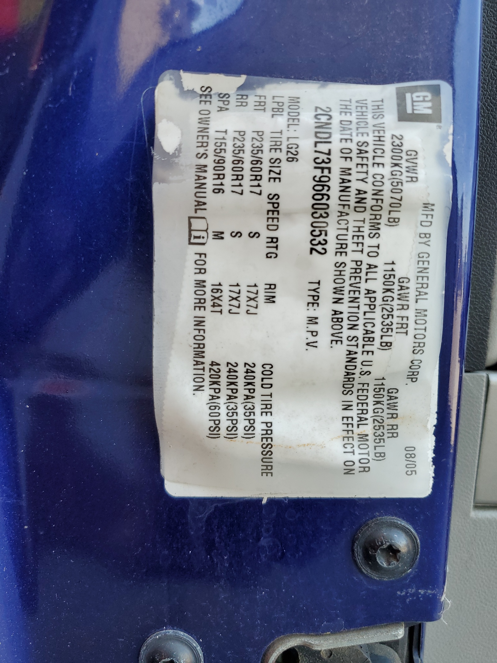 2CNDL73F966030532 2006 Chevrolet Equinox Lt