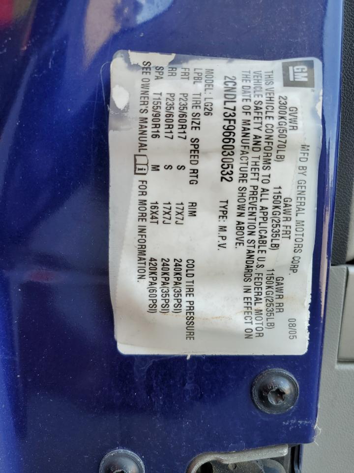 2006 Chevrolet Equinox Lt VIN: 2CNDL73F966030532 Lot: 62961264