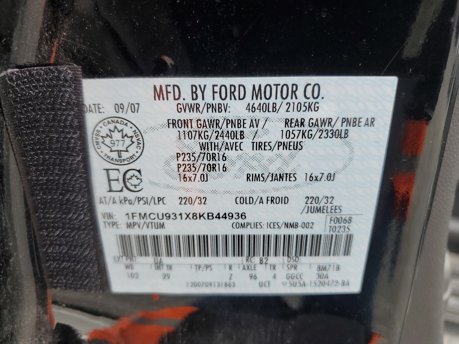 1FMCU931X8KB44936 2008 Ford Escape Xlt