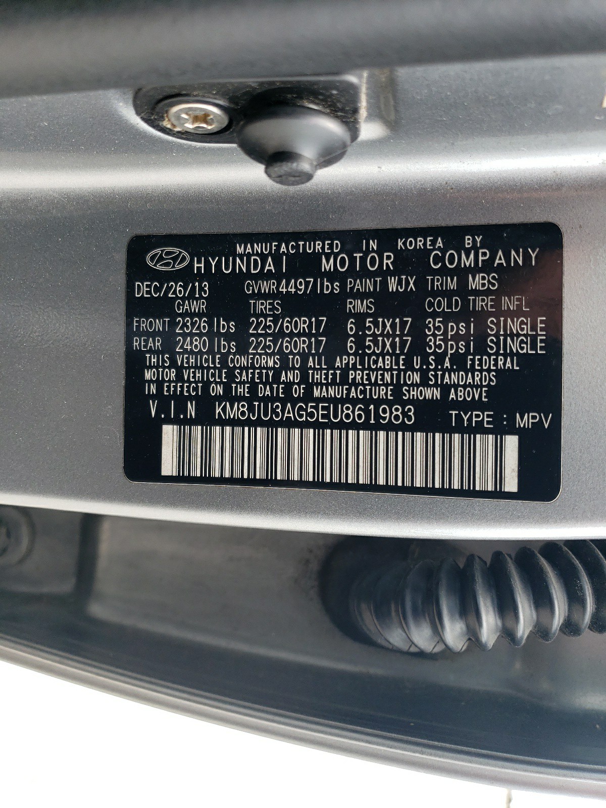 KM8JU3AG5EU861983 2014 Hyundai Tucson Gls