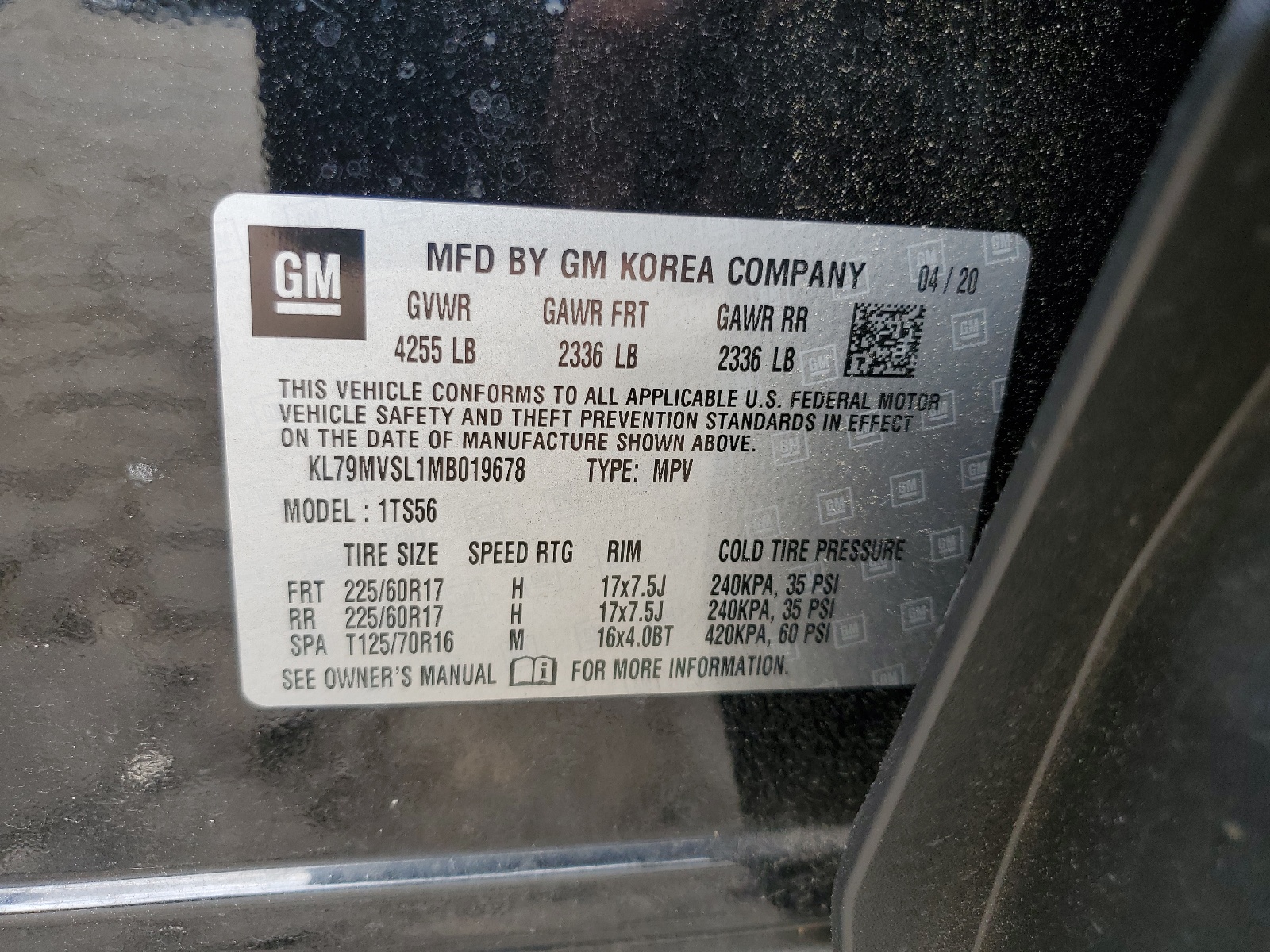 KL79MVSL1MB019678 2021 Chevrolet Trailblazer Activ