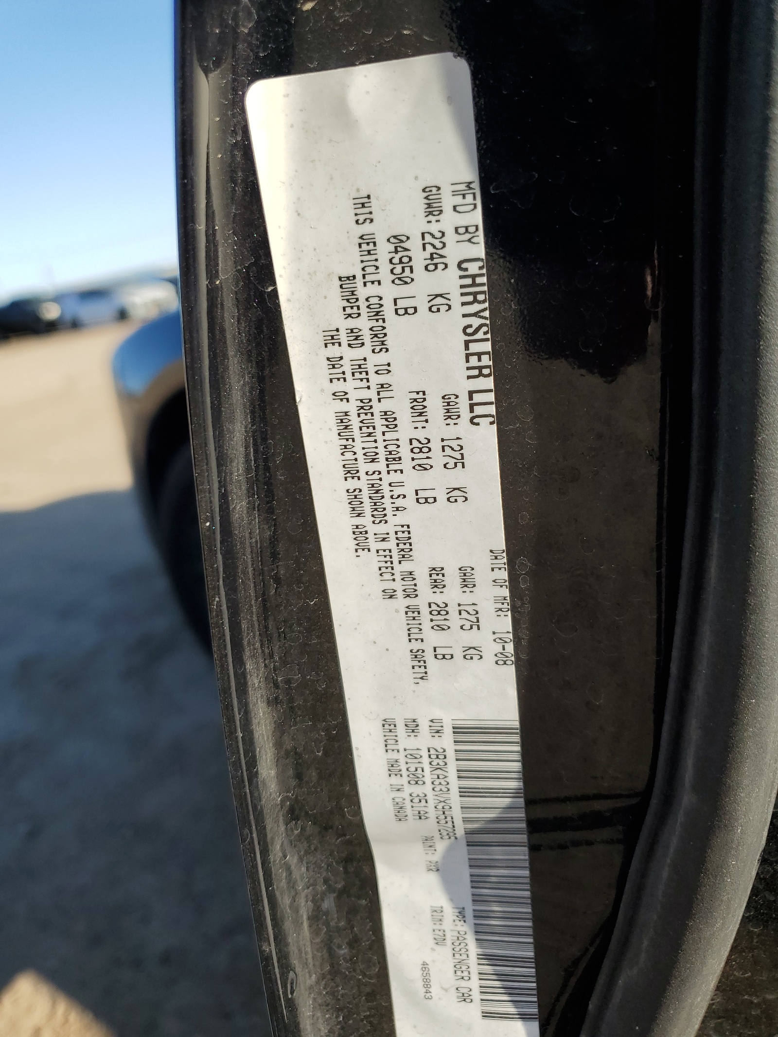 2B3KA33VX9H557295 2009 Dodge Charger Sxt