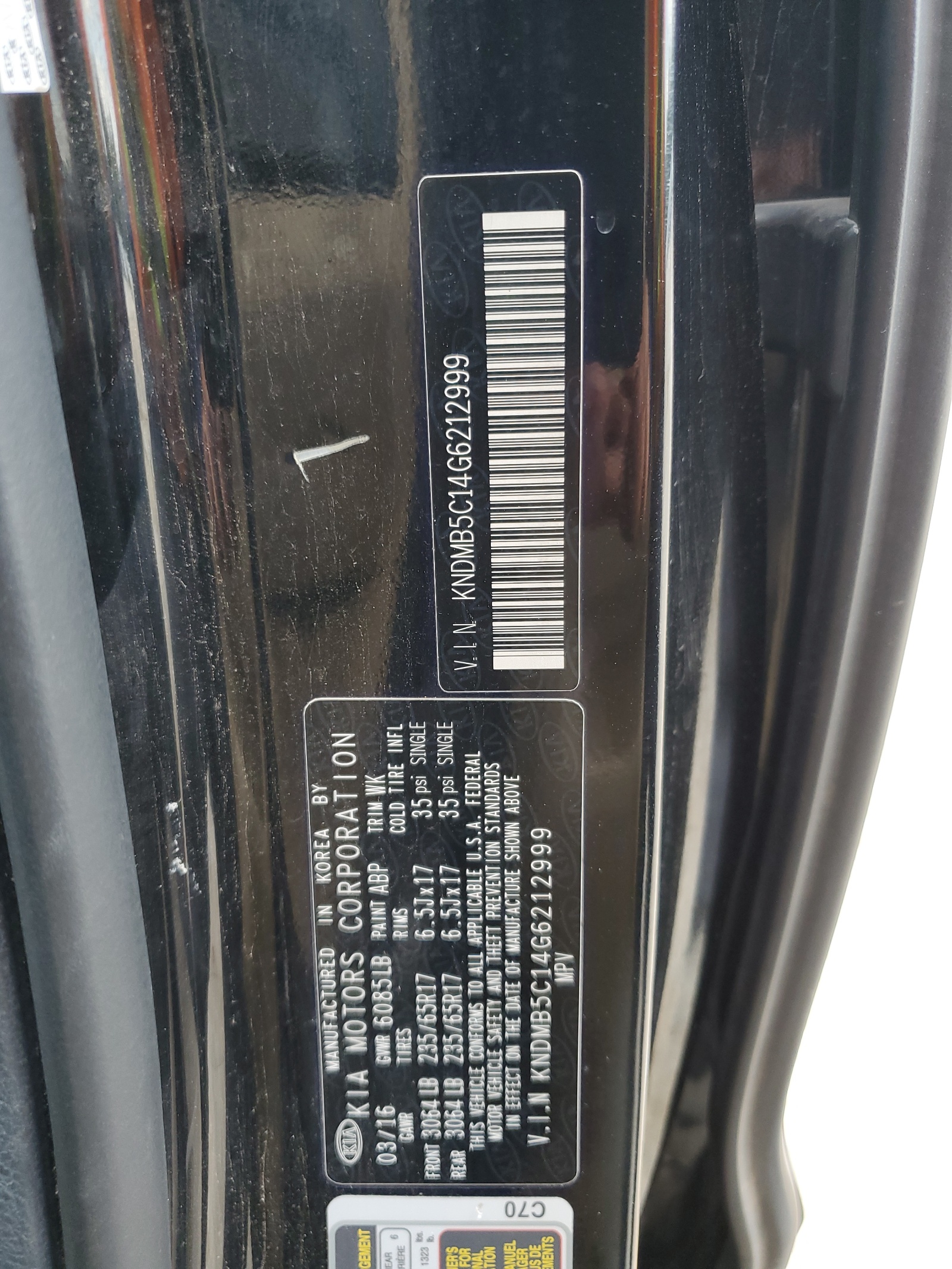 KNDMB5C14G6212999 2016 Kia Sedona Lx