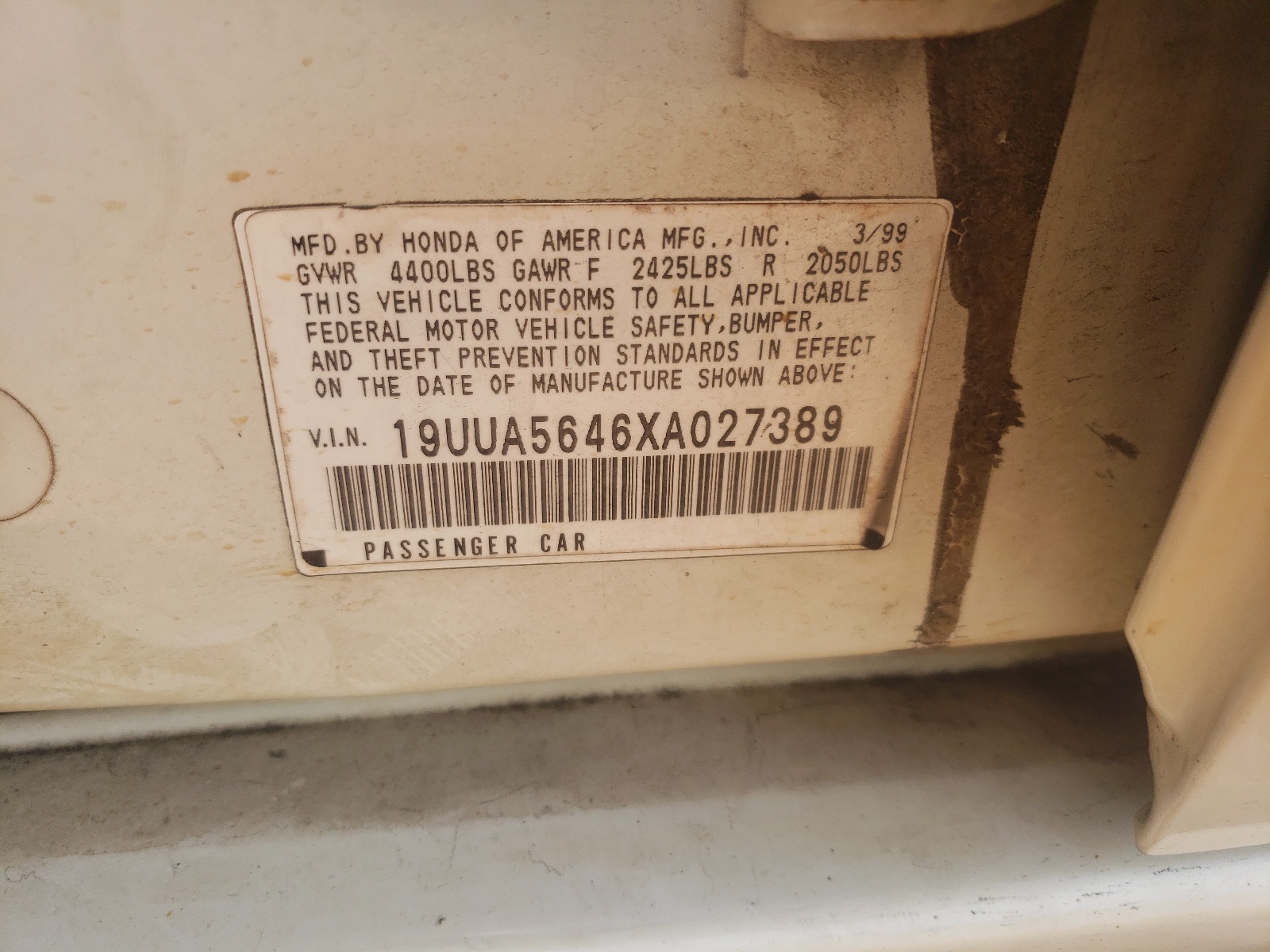 19UUA5646XA027389 1999 Acura 3.2Tl