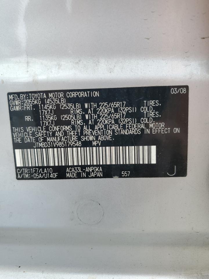 2008 Toyota Rav4 Limited VIN: JTMBD31V985179548 Lot: 65004704