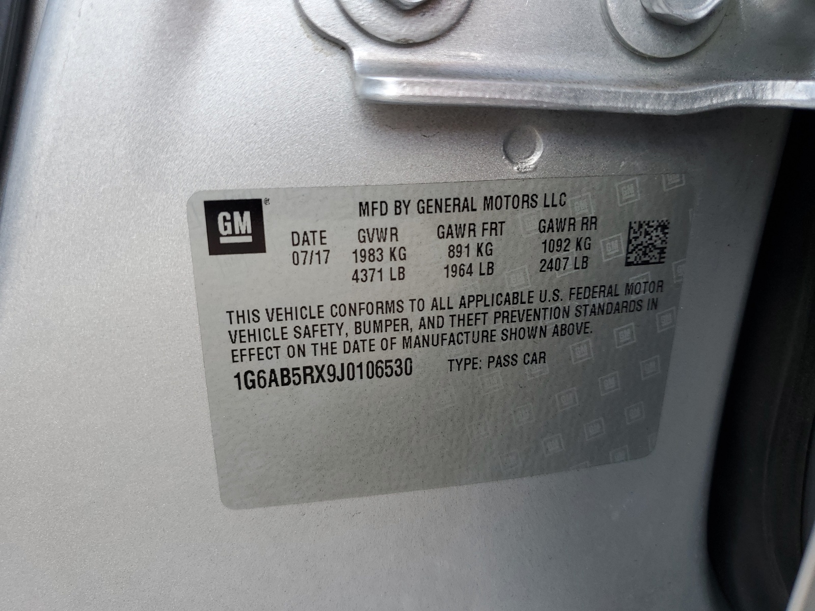 1G6AB5RX9J0106530 2018 Cadillac Ats Luxury