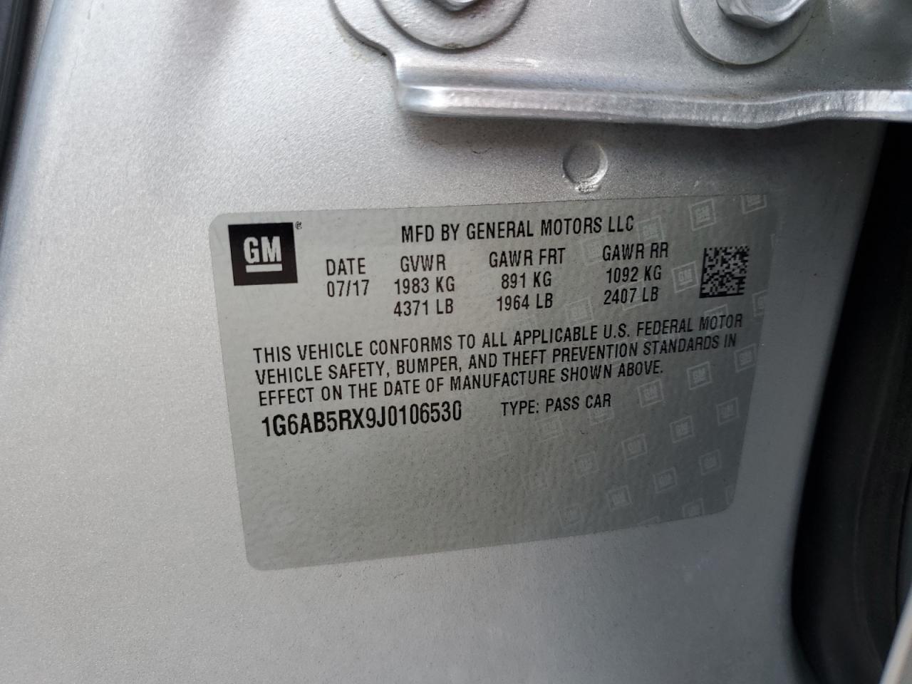 2018 Cadillac Ats Luxury VIN: 1G6AB5RX9J0106530 Lot: 61867974