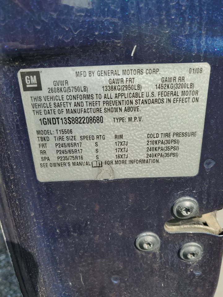 2008 Chevrolet Trailblazer Ls VIN: 1GNDT13S882208680 Lot: 63276824