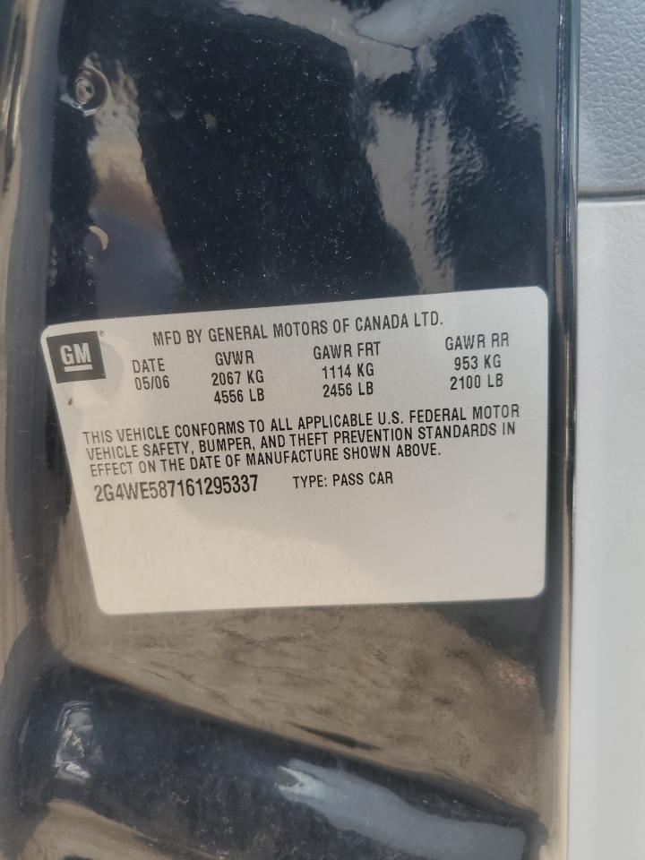 2006 Buick Lacrosse Cxs VIN: 2G4WE587161295337 Lot: 64222204