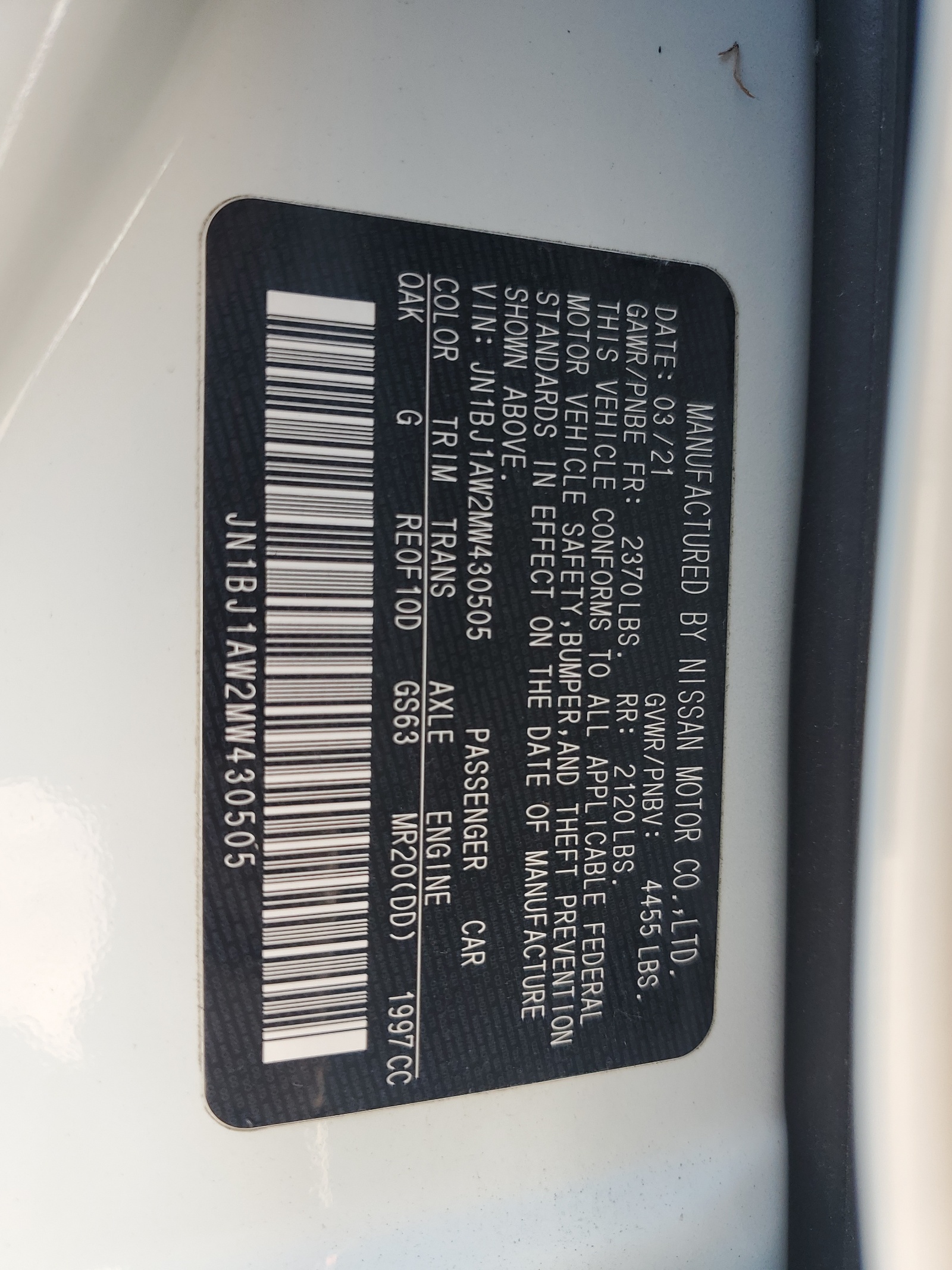 JN1BJ1AW2MW430505 2021 Nissan Rogue Sport S