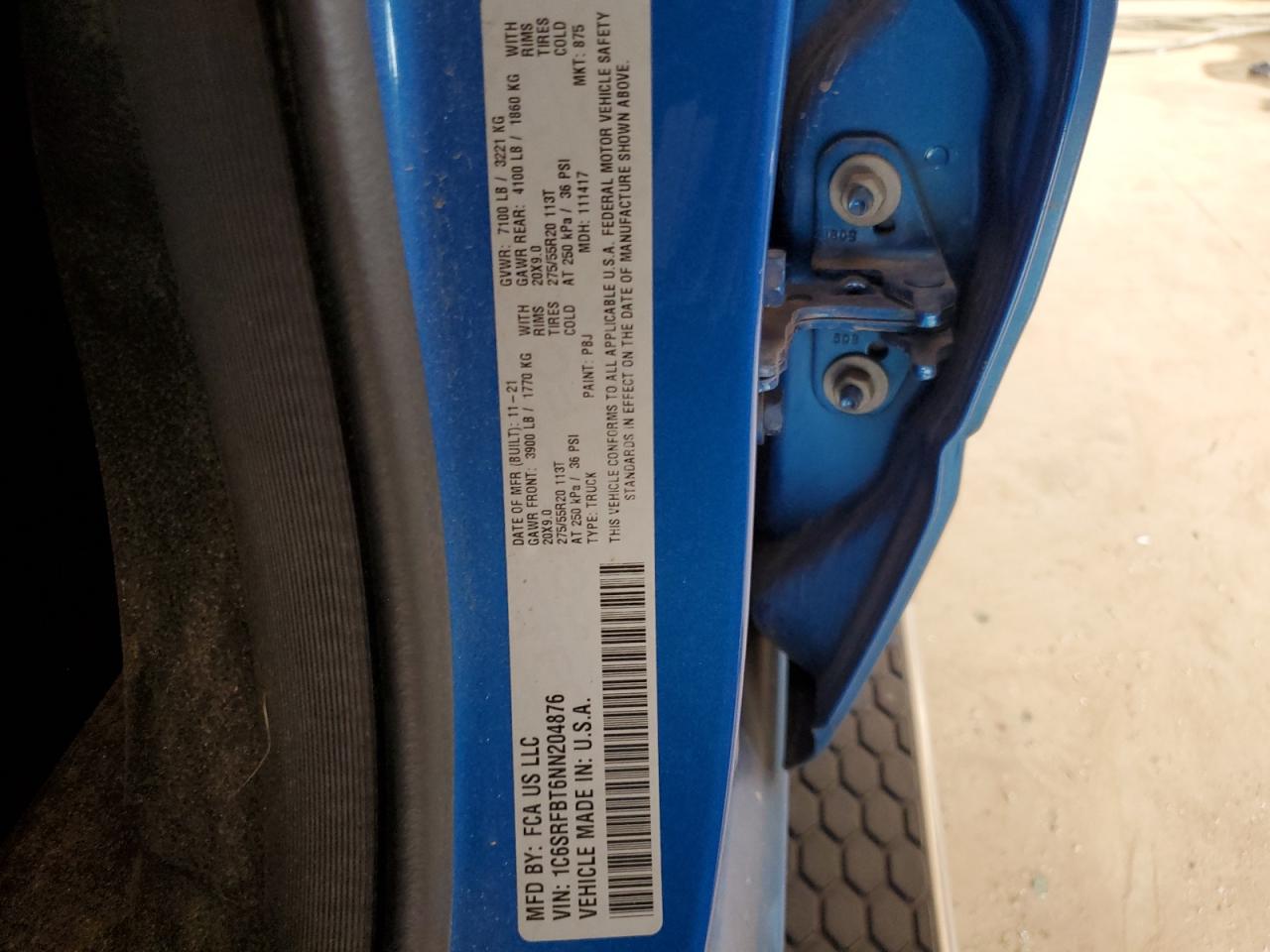 2022 Ram 1500 Big Horn/Lone Star VIN: 1C6SRFBT6NN204876 Lot: 63194924