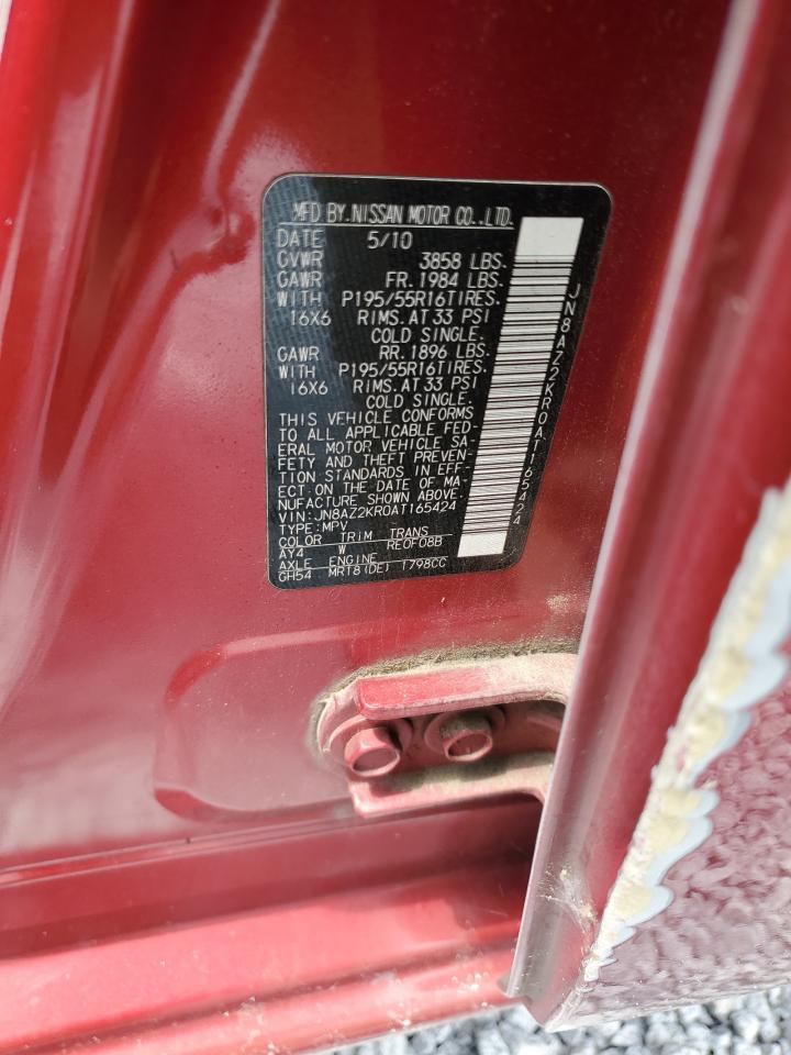 2010 Nissan Cube Base VIN: JN8AZ2KR0AT165424 Lot: 64298874