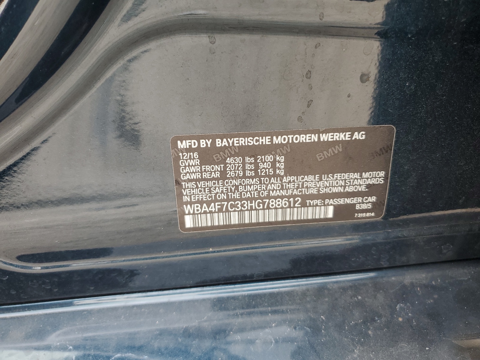 WBA4F7C33HG788612 2017 BMW 430I Gran Coupe