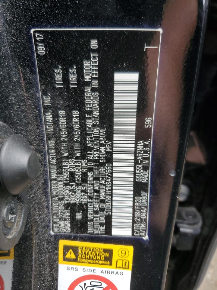 2017 Toyota Highlander Le VIN: 5TDBZRFH1HS477660 Lot: 64821954