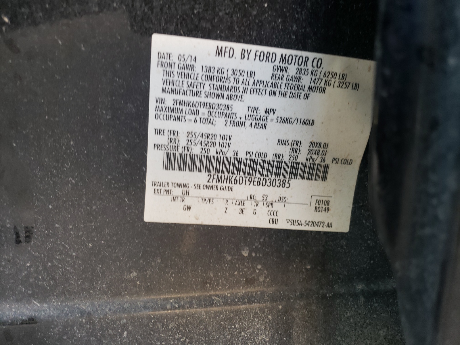 2FMHK6DT9EBD30385 2014 Ford Flex Limited