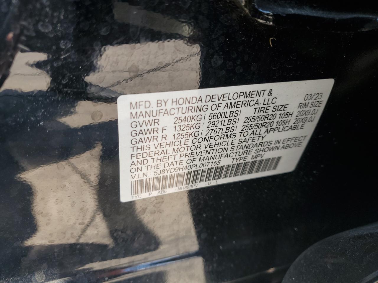 5J8YD9H40PL007155 2023 Acura Mdx Technology