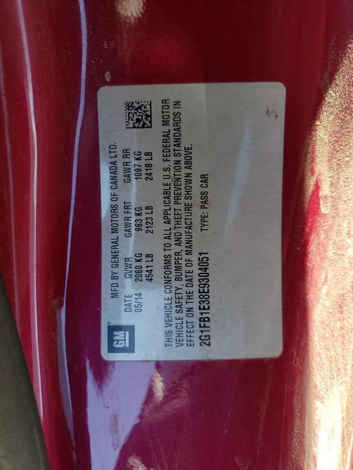 2014 Chevrolet Camaro Lt VIN: 2G1FB1E38E9304051 Lot: 61750334