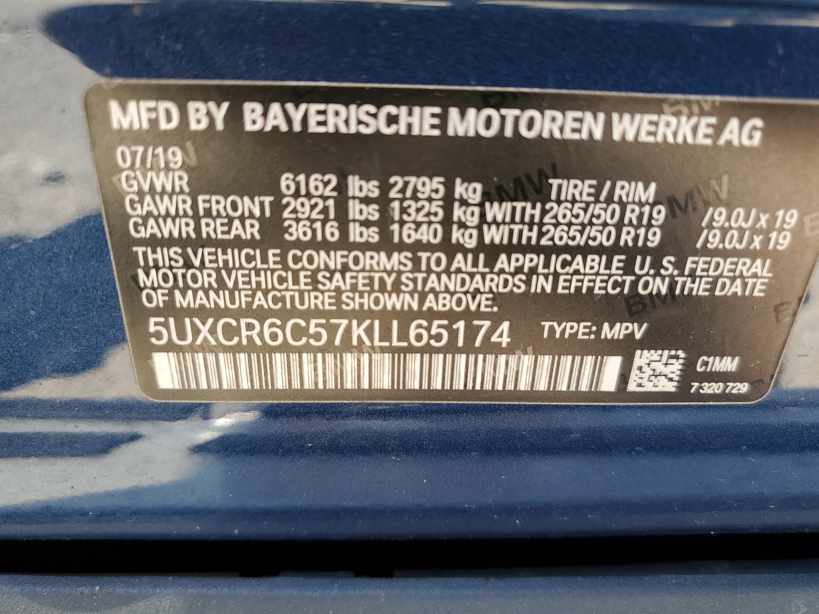5UXCR6C57KLL65174 2019 BMW X5 xDrive40I
