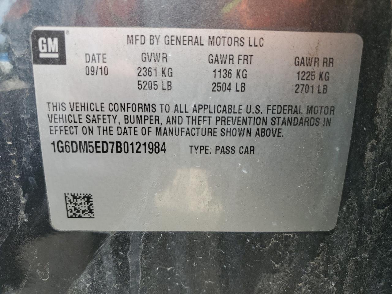 2011 Cadillac Cts Performance Collection VIN: 1G6DM5ED7B0121984 Lot: 83187574