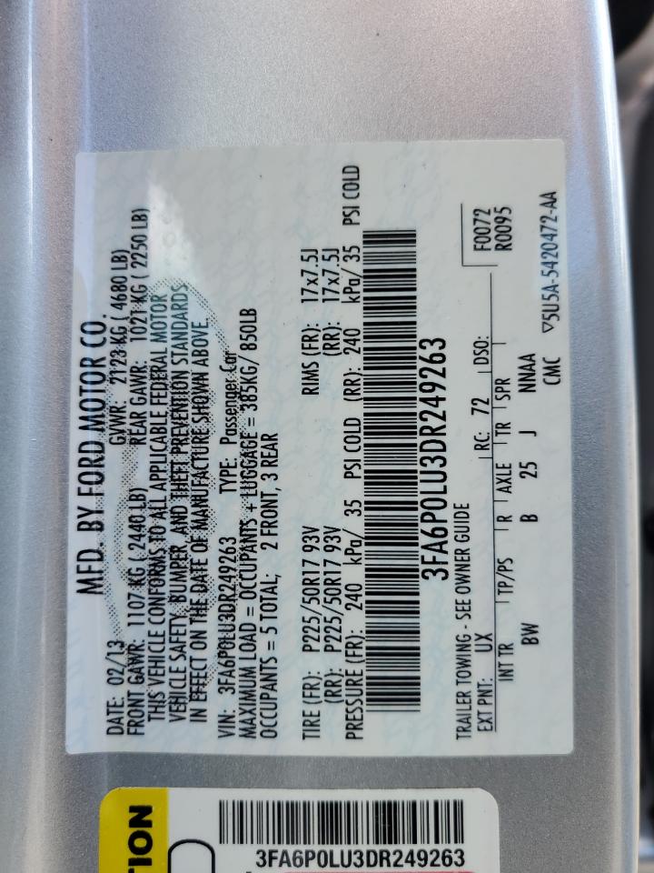 3FA6P0LU3DR249263 2013 Ford Fusion Se Hybrid