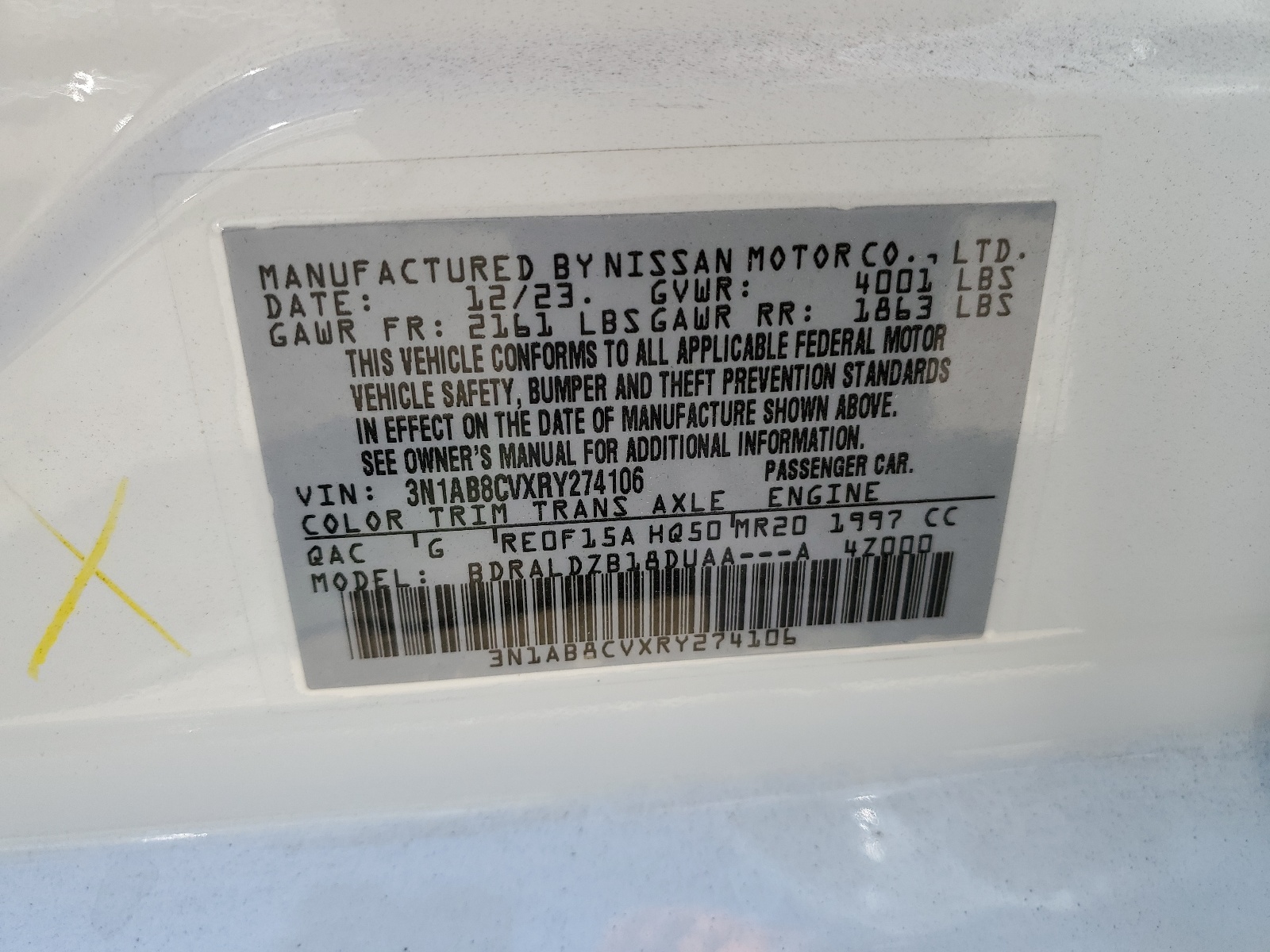 3N1AB8CVXRY274106 2024 Nissan Sentra Sv