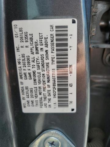 1HGCP2F89AA077111 | 2010 Honda accord exl