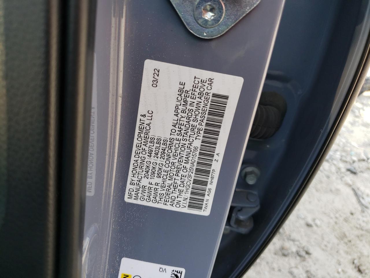 2022 Honda Accord Hybrid Sport VIN: 1HGCV3F25NA015766 Lot: 63437784