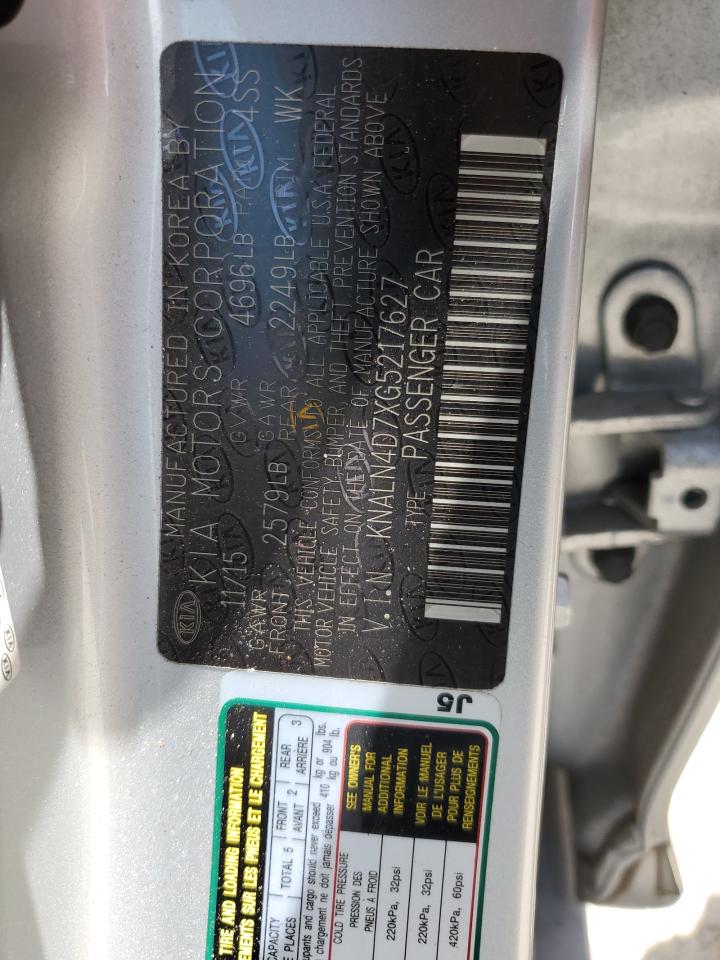 2016 Kia Cadenza Luxury VIN: KNALN4D7XG5217627 Lot: 63009894