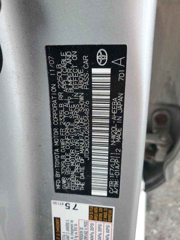 JTDKB20U283344876 2008 Toyota Prius