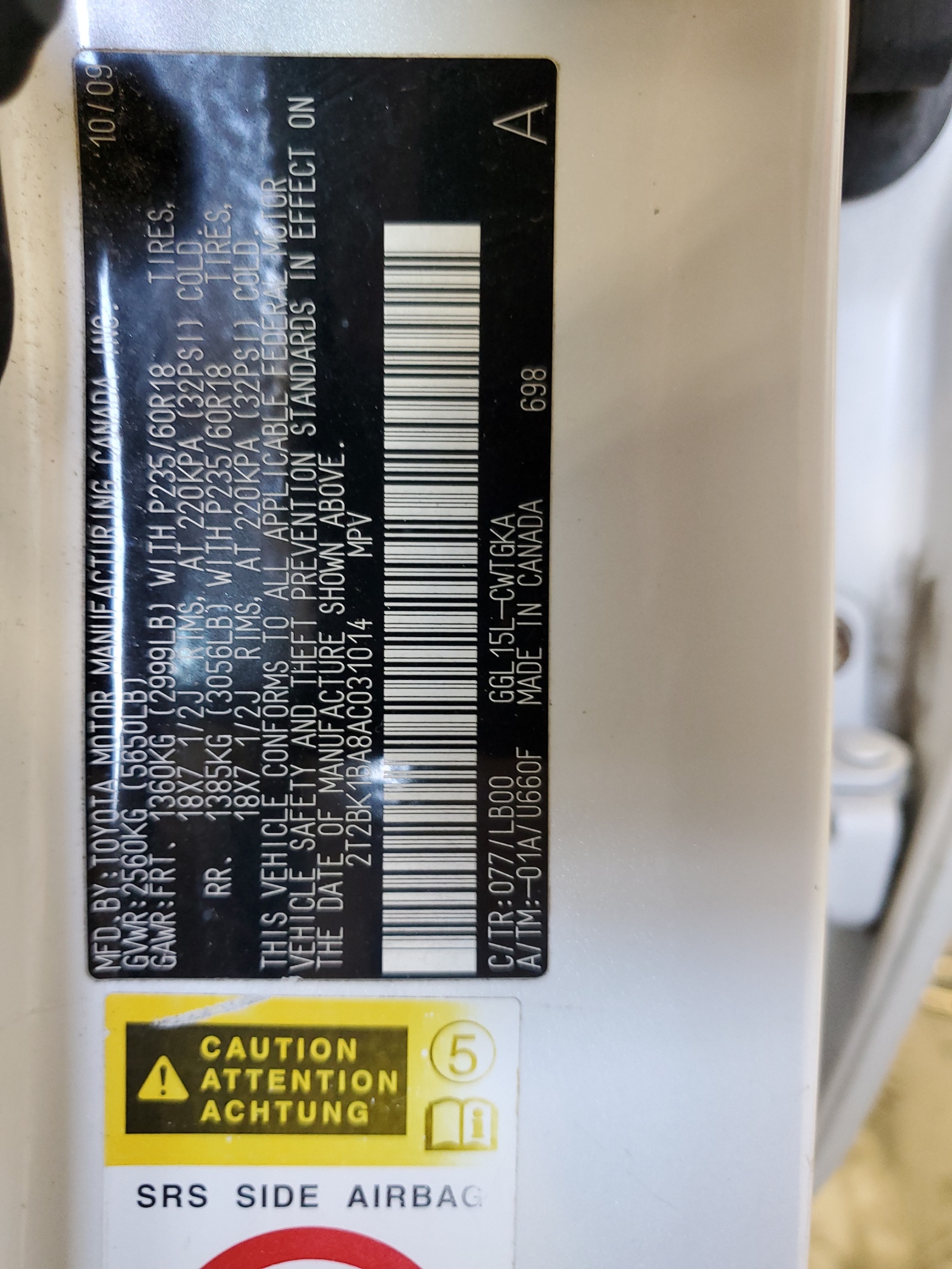 2T2BK1BA8AC031014 2010 Lexus Rx 350