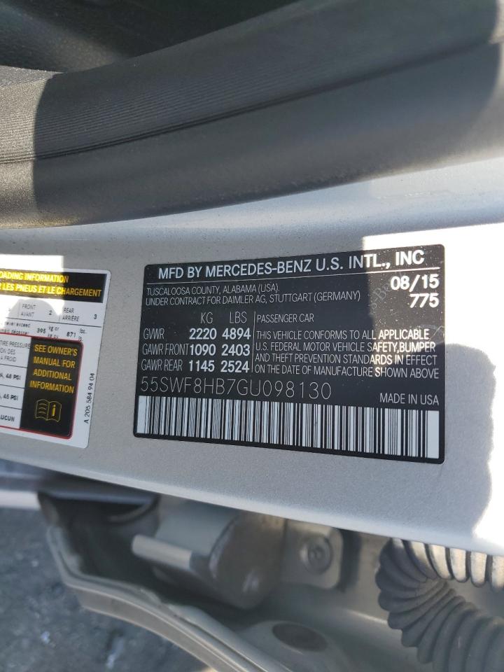 2016 Mercedes-Benz C 63 Amg-S VIN: 55SWF8HB7GU098130 Lot: 64448184