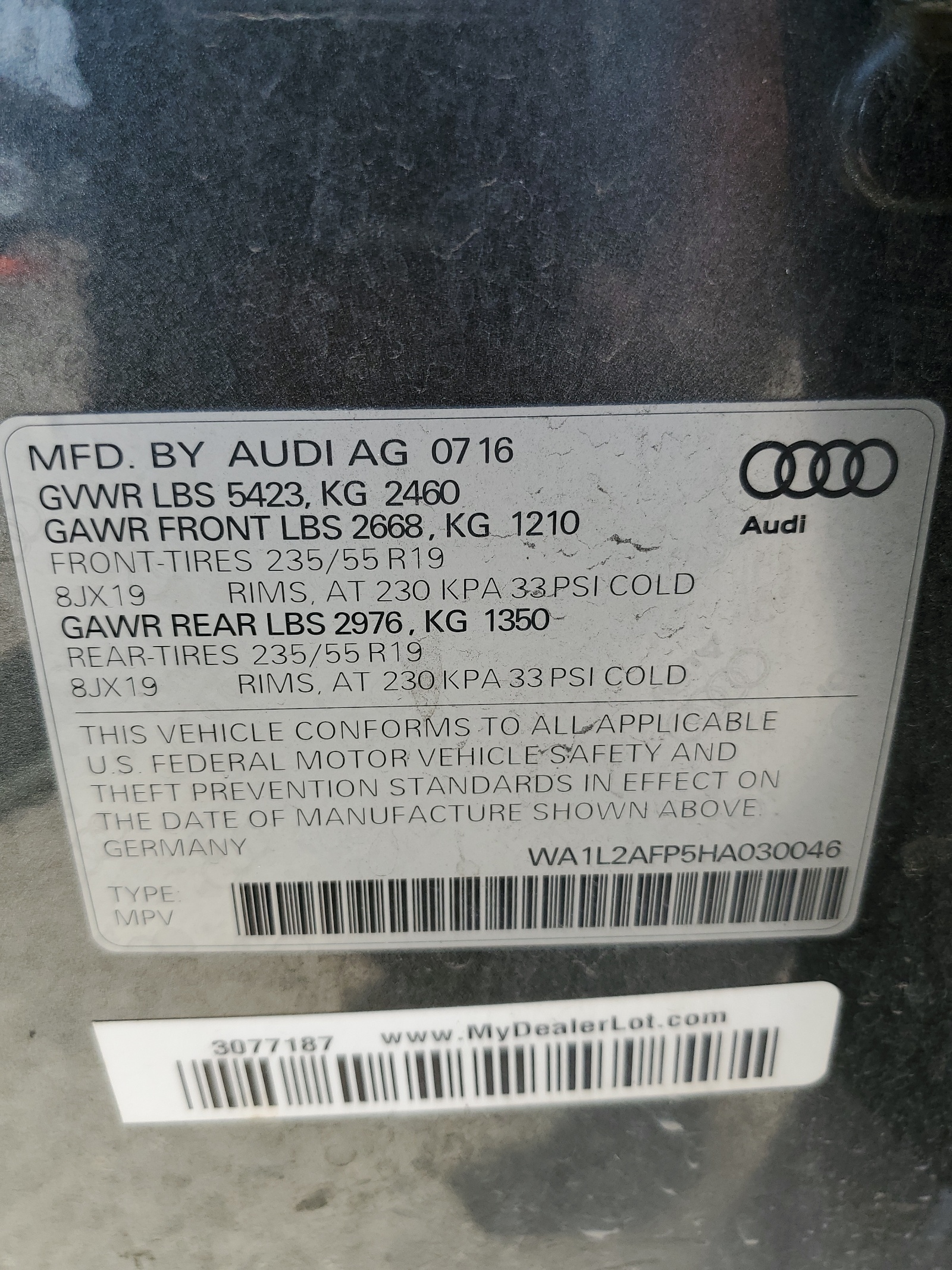 WA1L2AFP5HA030046 2017 Audi Q5 Premium Plus