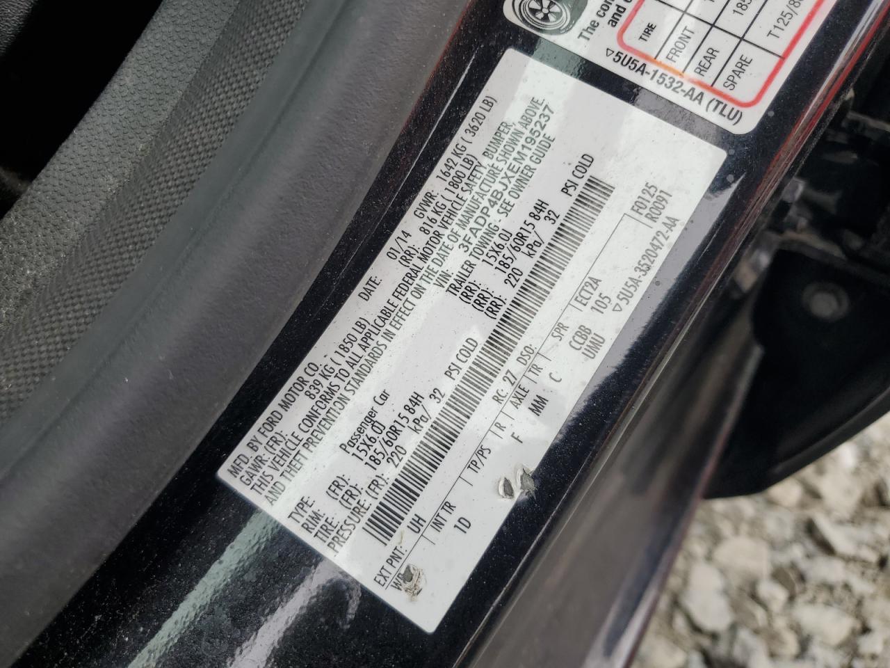 2014 Ford Fiesta Se VIN: 3FADP4BJXEM195237 Lot: 63907144