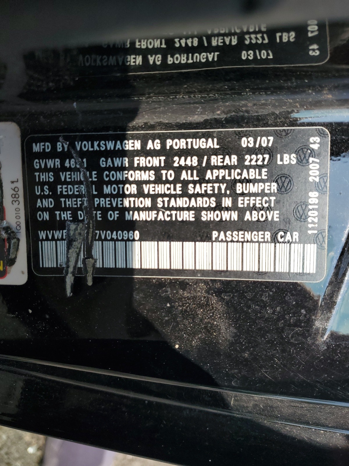 WVWFB71F37V040960 2007 Volkswagen Eos 3.2L