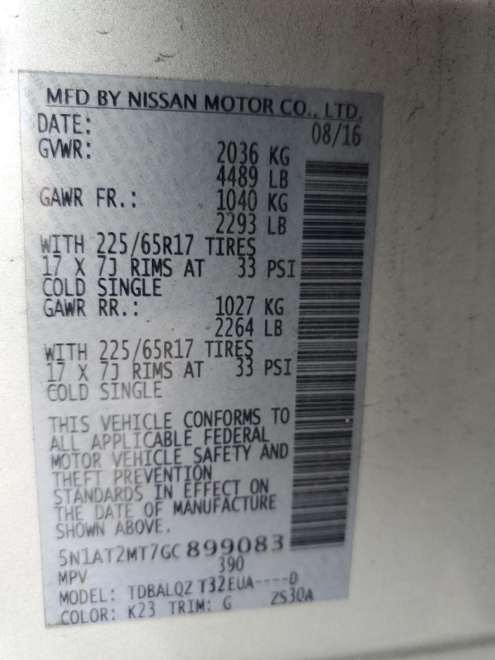 2016 Nissan Rogue S VIN: 5N1AT2MT7GC899083 Lot: 64306014