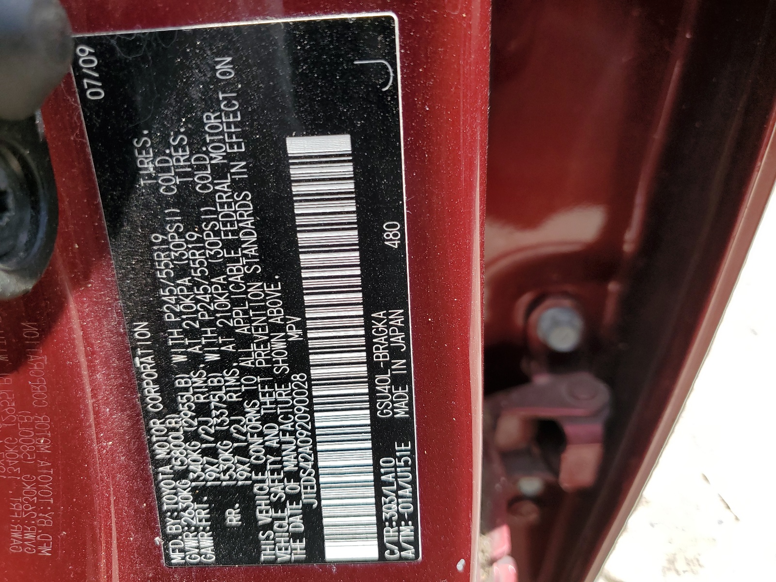 JTEDS42A092090028 2009 Toyota Highlander Limited