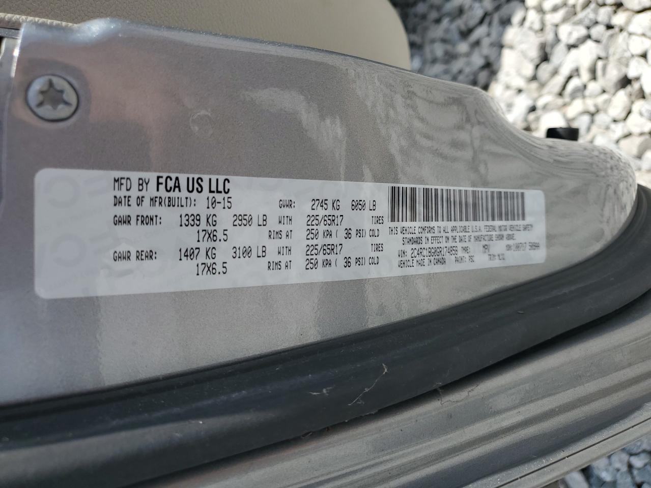 2016 Chrysler Town & Country Touring VIN: 2C4RC1BG0GR174858 Lot: 62025514