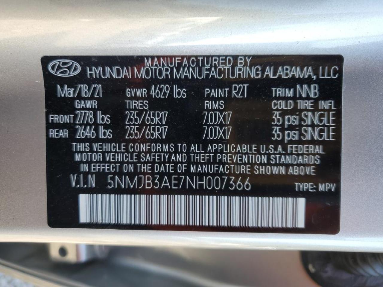 2022 Hyundai Tucson Sel VIN: 5NMJB3AE7NH007366 Lot: 63762704