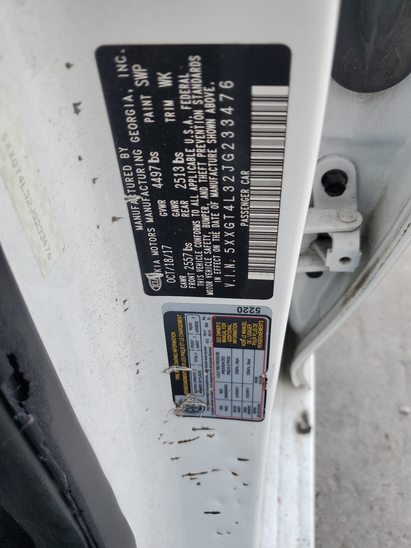 5XXGT4L32JG233476 2018 Kia Optima Lx