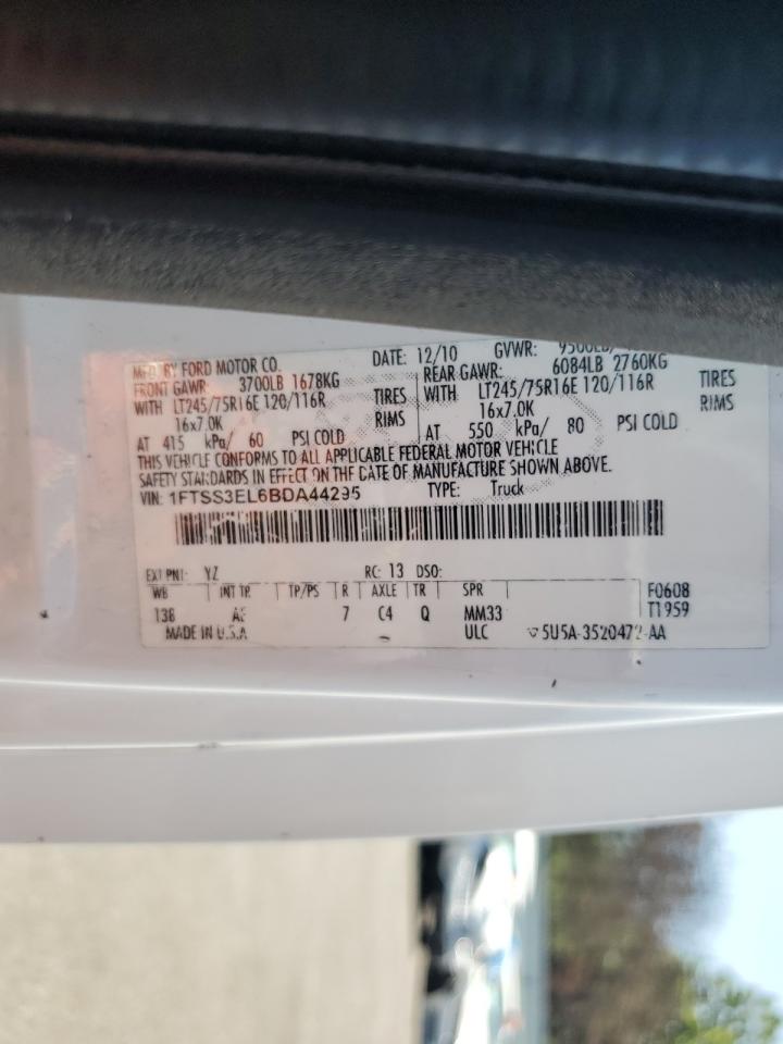 2011 Ford Econoline E350 Super Duty Van VIN: 1FTSS3EL6BDA44295 Lot: 63323544