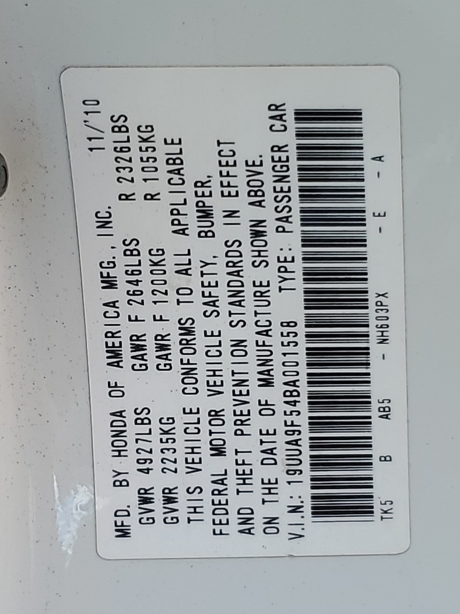 19UUA9F54BA001558 2011 Acura Tl