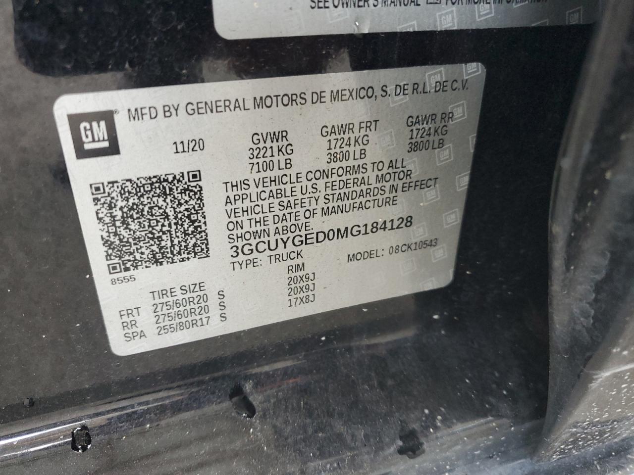 2021 Chevrolet Silverado K1500 Ltz VIN: 3GCUYGED0MG184128 Lot: 64768904