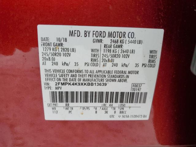 2FMPK4K9XKBB13639 2019 Ford Edge Titanium