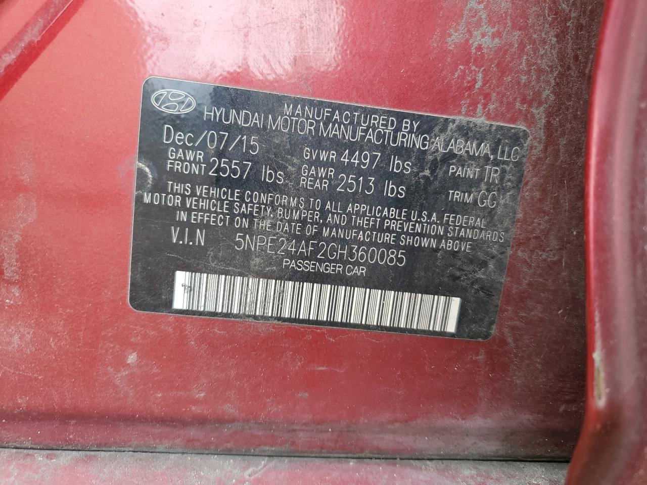 5NPE24AF2GH360085 2016 HYUNDAI SONATA - Image 13