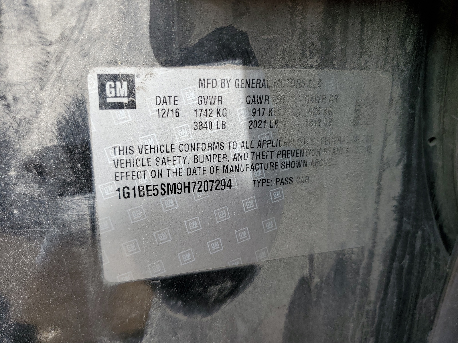 1G1BE5SM9H7207294 2017 Chevrolet Cruze Lt