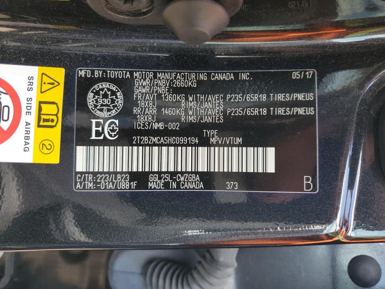 2017 Lexus Rx 350 Base VIN: 2T2BZMCA5HC099194 Lot: 63382424